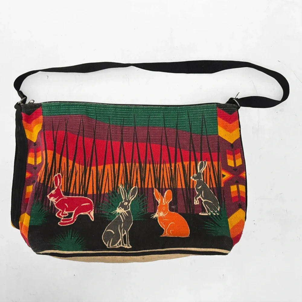 El Paso Saddleblanket NEW Jackrabbits Woven Zipper Tote Bag Southwestern Boho